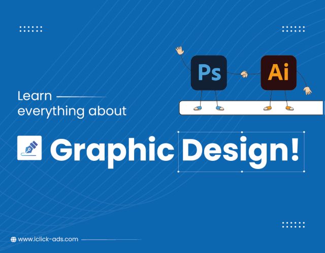 Text-based illustration of graphic design (Learn everything about graphic design)